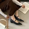2025 New Pointed One-word Belt Niche Shallow Mouth Mary Jane Versatile OL Commuter Work Women's Shoes