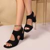 Fashionable Sexy Hot Selling Banquet High-heeled Sandals Summer New Round Toe Square Heel Comfortable Casual Sandals for Women
