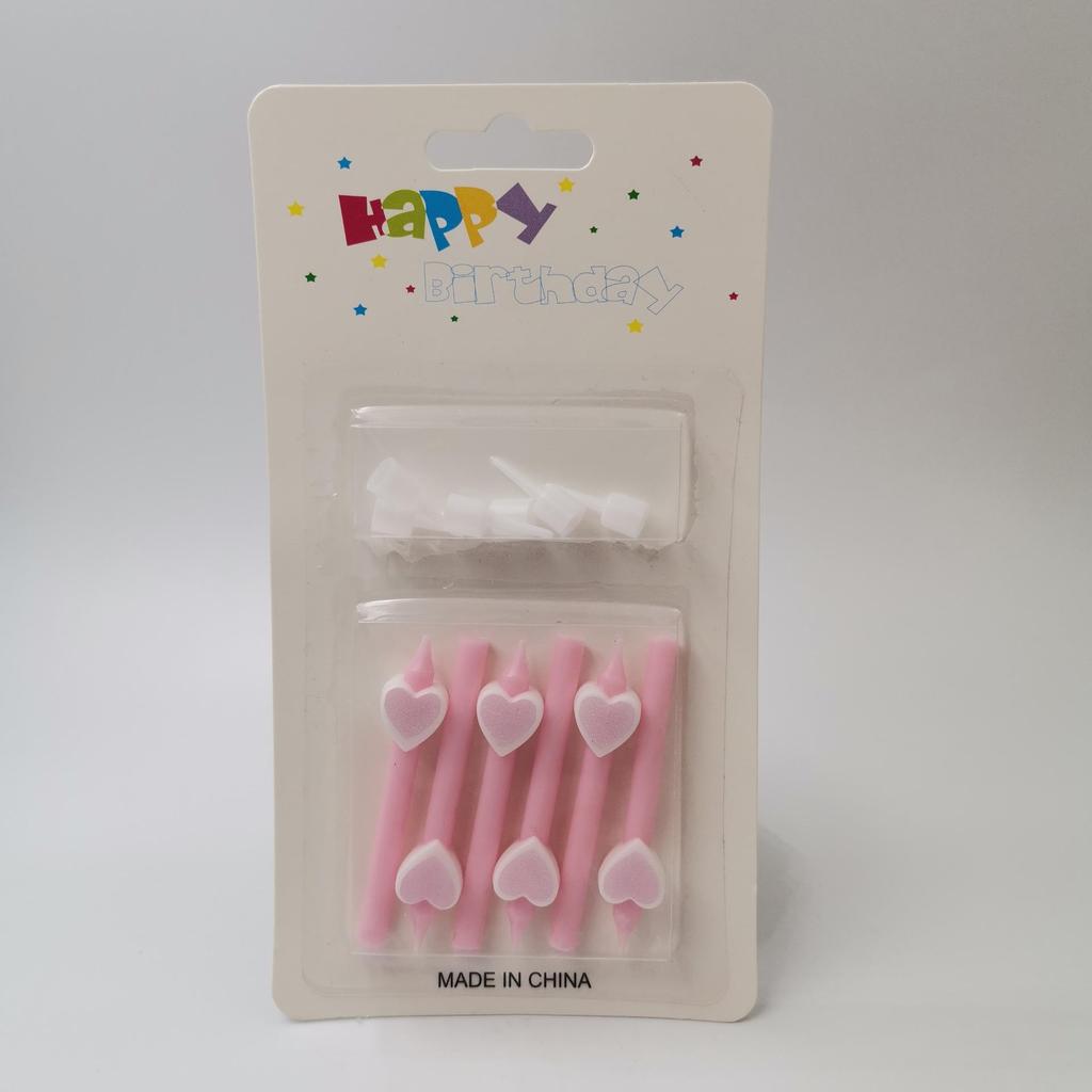 Creative Short Pole Light Body Birthday Cake Decoration Candle Ornament Red Pink Cartoon Love Heart Belt Base Cute