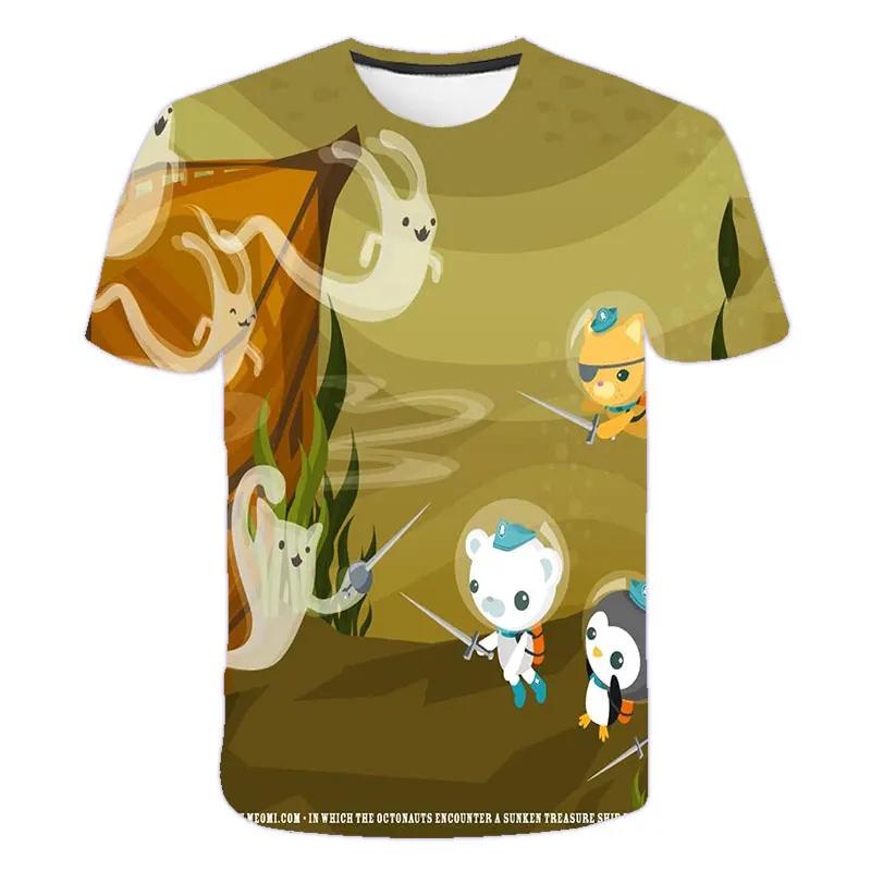 Kidss Fashion 3D The Octonauts Printed Short-Sleeved Tops For Boys Girls Summer Short-Sleeved High-Quality Children's Clothes