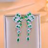 Heavy Industry Luxury Long Emerald Zircon Flower Earrings Dinner Annual Meeting Dress With High-End Earrings