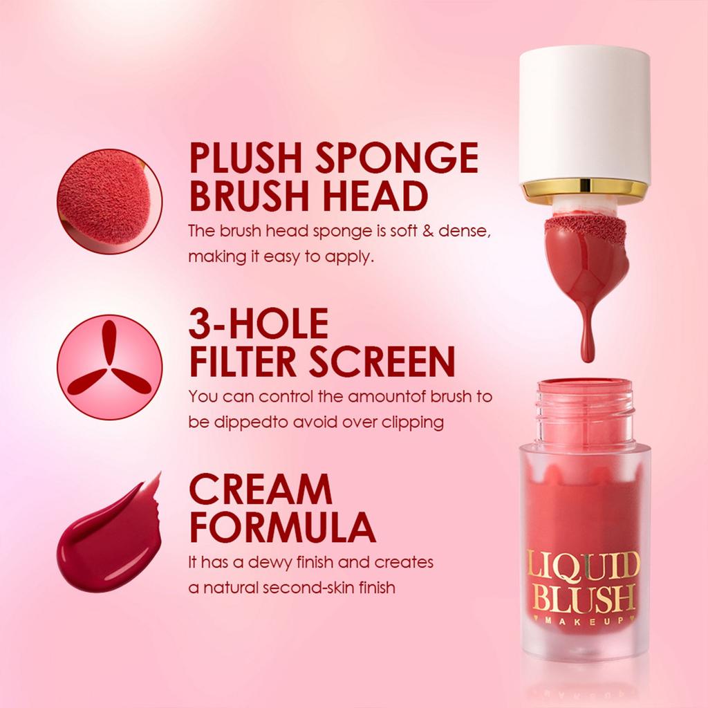 Duży Pędzel do Głowy Płynny Róż Handlowy Użycie do Ust i Policzków Naturalny Makijaż w Odcieniu Słońca, 6,4 ml