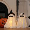 Outdoor Halloween Tabletop Ghost Decoration with Witch Hat Lightweight Fabric Cover for Porch and Garden Seasonal Party Decor