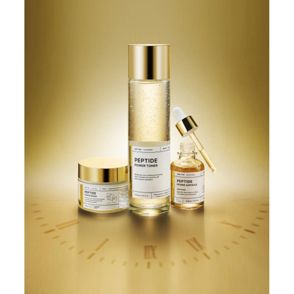 B.o.m Peptide Power Skincare 3 Piece Set  Toner   Ampoule   Cream 