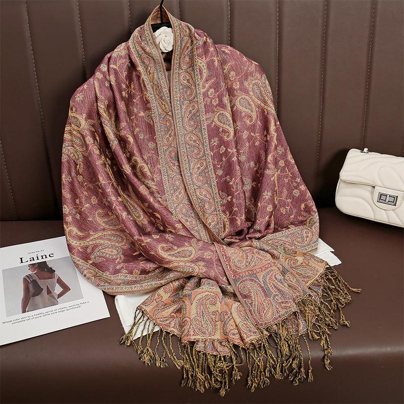 Paisley Pashmina Jacquard Scarf Luxury Women Cashew Printed Silky Shawl Wrap Flowers Borders Winter Warm Echarpe Female Foulard