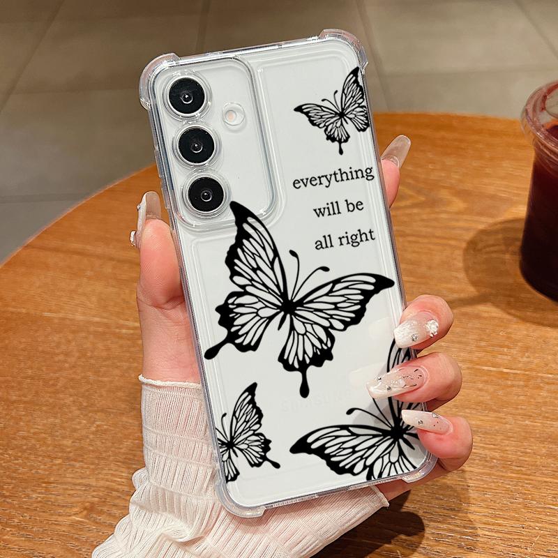 Simple Butterfly Print Phone Case For Samsung Galaxy A57 A37 A17 A56 A16 A55 A36 A26 A15 A35 A54 A53 Clear Shockproof Soft Cover