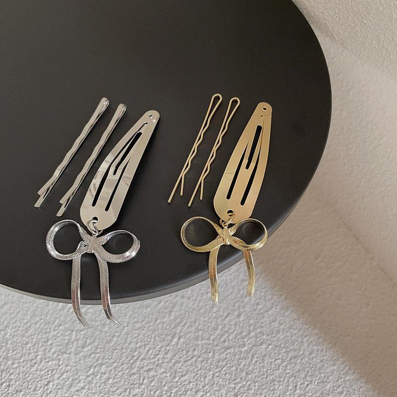 Metall Schleifenanhänger Haarnadel Set Damen Nische Vielseitiges Temperament Bb Clip Pony Clip Seitenclip
