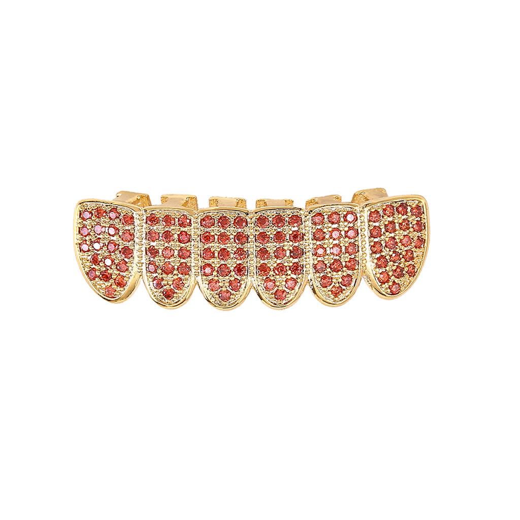 Exaggerated Pomegranate Red Zircon Hip Hop Grillz for Halloween Costume