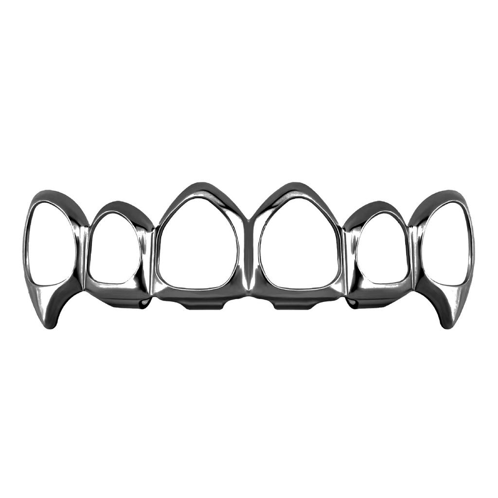 European Six-Tooth & Four-Tooth Hollow Fangs with Flat Teeth Hip Hop Grill Set