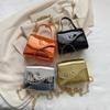 Trendy Mini Crossbody Bag For Women Stylish Summer Flap Bag Faux Leather With Stitching Details In Black Gold Orange Or Silver