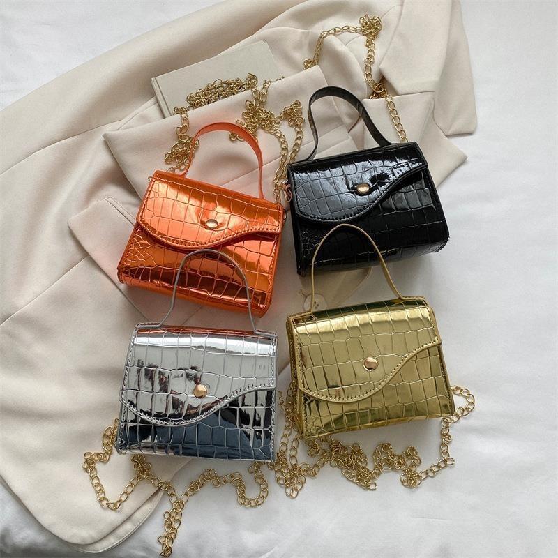 Trendy Mini Crossbody Bag For Women Stylish Summer Flap Bag Faux Leather With Stitching Details In Black Gold Orange Or Silver