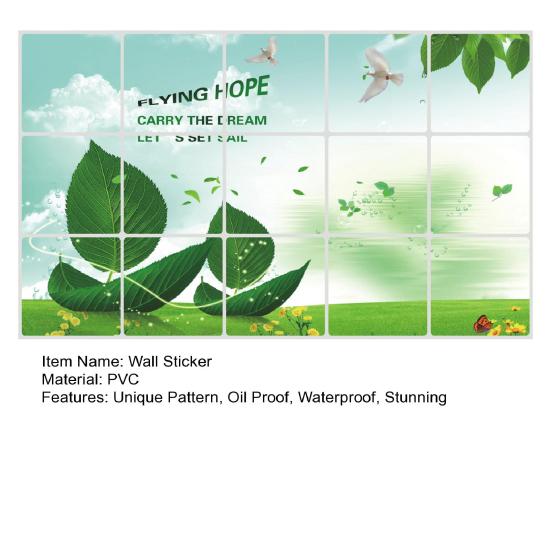 Kitchen Oil Proof Wall Stickers Flowers/Fruits/Green Leaves Waterproof Backsplash Wall Protector Film Removable Tile Decal for Cupboard