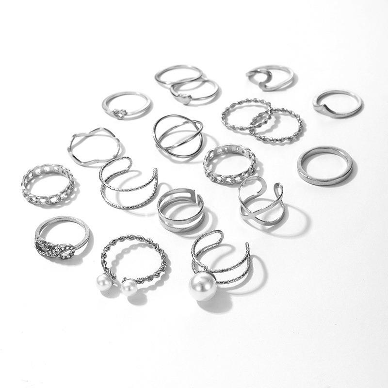 New European and American vintage ring set Water drop geometric women's joint tail ring