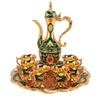 8PCS Zinc Alloy Wine Pot Kit Gold Green Turkish Tea Set Tea Sets Coffee Pot Set  Home Party Decor