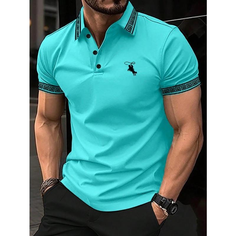 Summer Men's Short-Sleeved Polo 3D Print Shirt - Breathable Lightweight Casual Simple and Versatile Men's Clothing