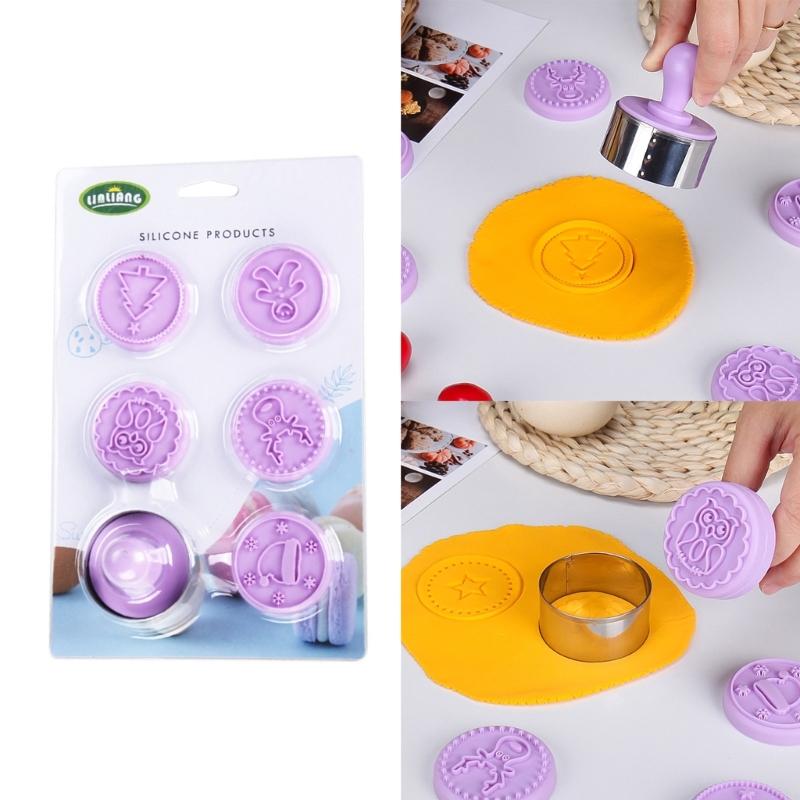 6Pcs Halloween Christmas Stamp Mold Chocolate Candy Mold for Diy Dessert Cookie