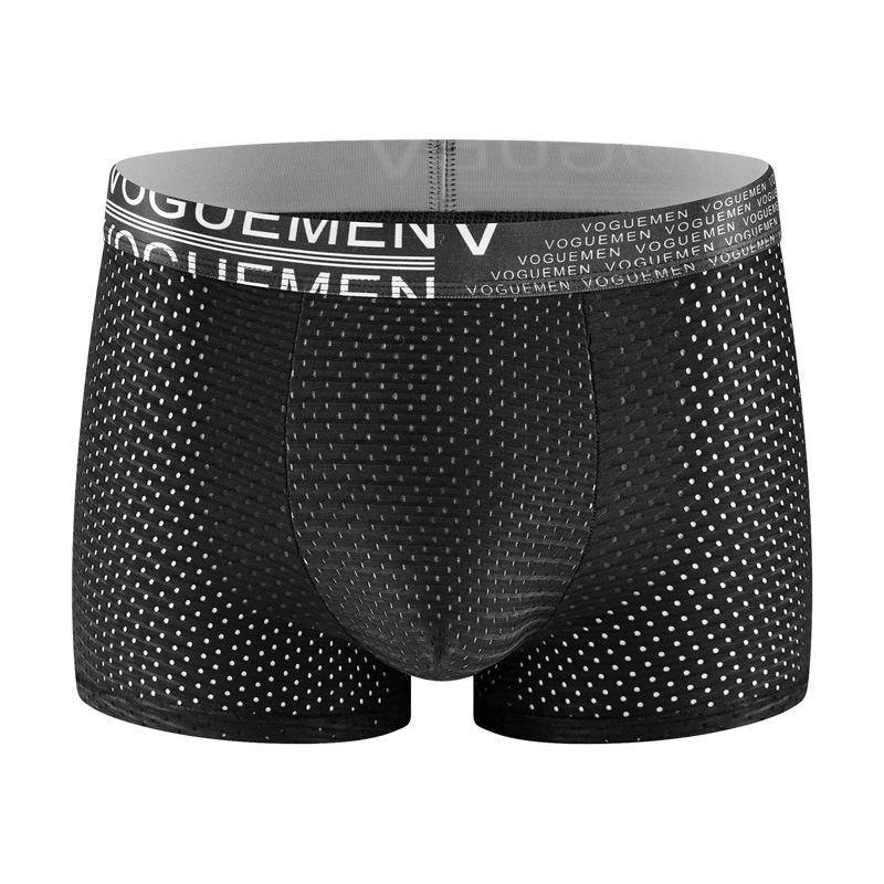 Men's Ice Silk Mesh Boxer Briefs - Thin, Breathable, Solid Color, Comfortable Underwear