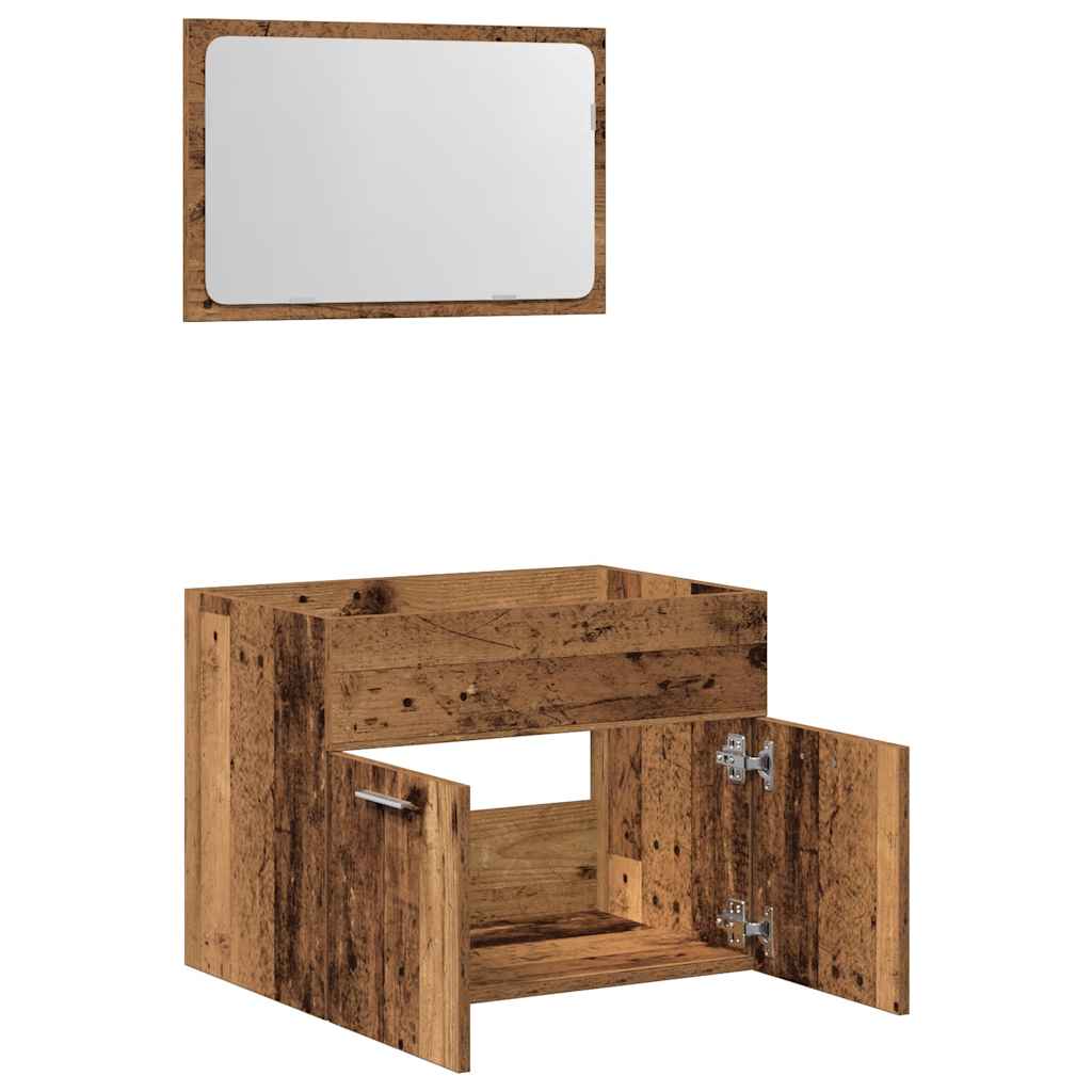 2 Piece Bathroom Furniture Set Rustic Wood Look Engineered Wood