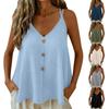 Damen Spaghetti-Träger Leinen Tanktop Leicht Locker V-Ausschnitt Ärmellose Bluse