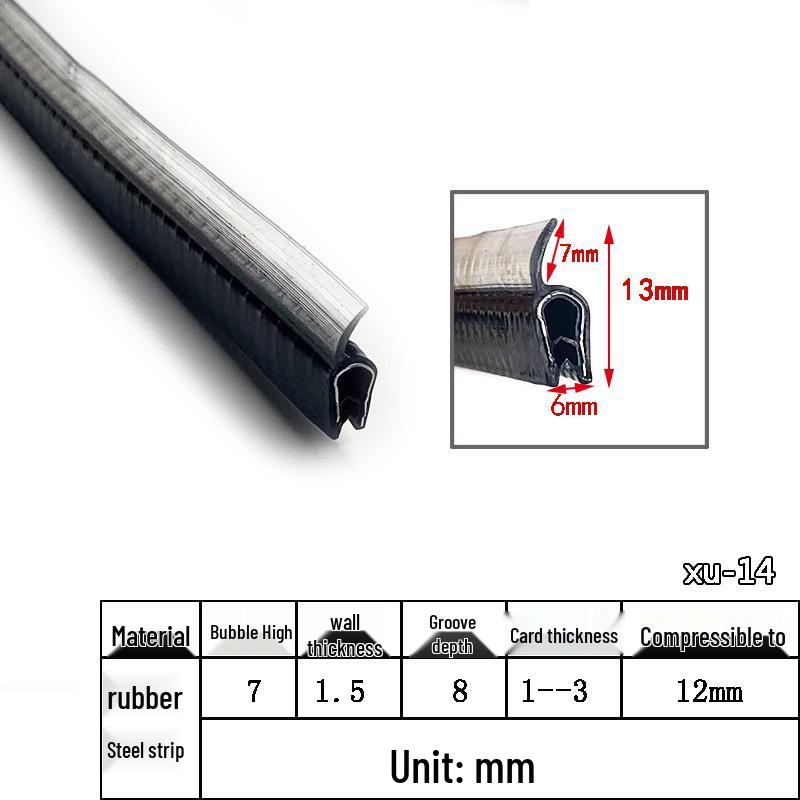 U-Shaped Rubber Steel-Backed Sealing Strip for Car Doors and Cabinets