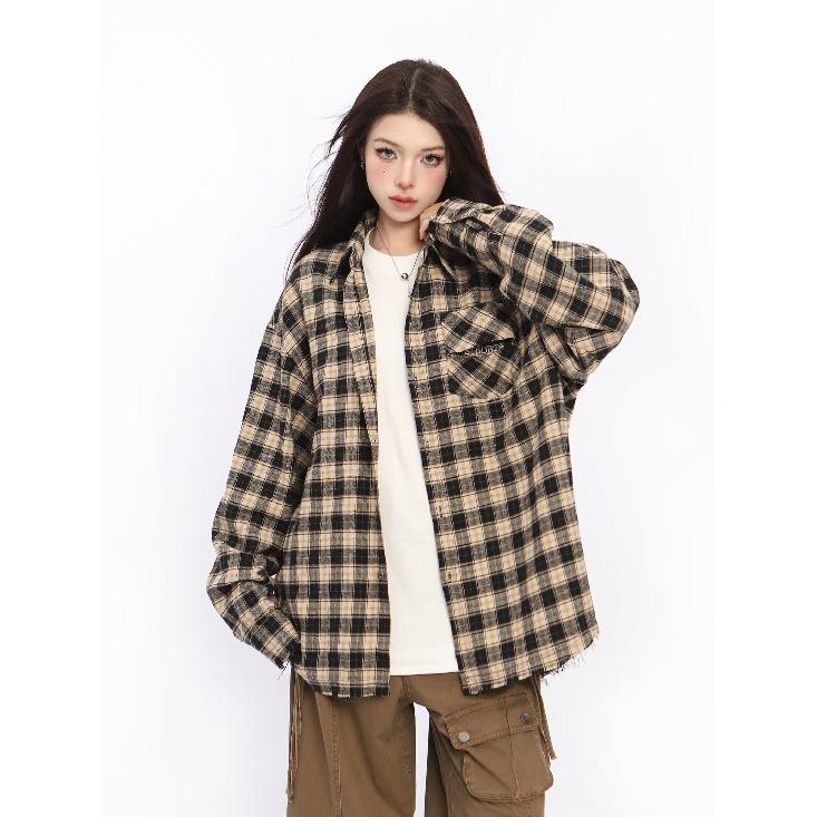 2024 Letter Long Sleeve Shirt Japanese Hong Kong Style Ins Loose Shirt Boys Summer Trendy Versatile Casual Coat
