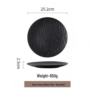 Abay 10-inch Stone Pattern Ceramic Shallow Plate