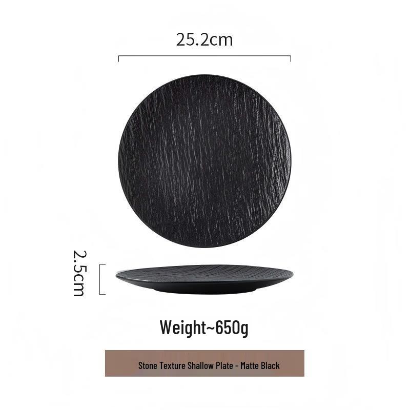 Abay 10-inch Stone Pattern Ceramic Shallow Plate