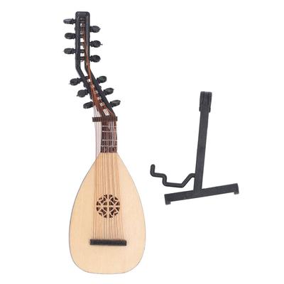 Mini Lute Pipa Model Unique Small Decor Miniature Ornament Musical Instrument Wooden Photo Prop