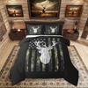 Deer Camo Comforter Set Queen Antlers Hunting Camo Bedding Sets For Teen Boys Men Camouflage American Flag Bed Bedding Set