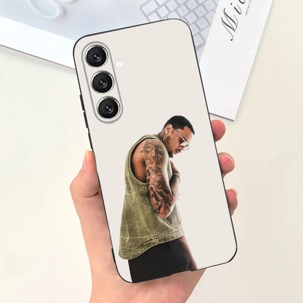 Etui Na Telefon Z Rapem C- Chris Brown Dla Samsung S25,S24,S21,S22,S23,S30,Ultra,S20,Plus,Fe,Lite,Note,10,9,5G Czarne Pokrowiec