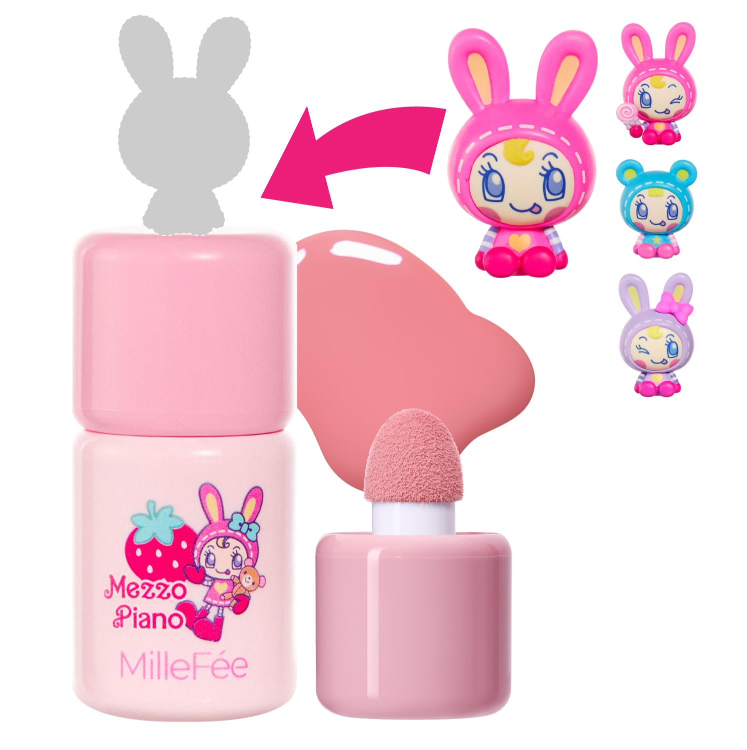 Millefee Shake Drop Mezzo Piano Peach Souffle 1 Random 4 Gives a Healthy Soft Sponge Shortens the Blue Cheek, N01, (Includes Figure). Liquid, Shades,