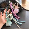 DIY Jewelry Starfish Shell Keychain Pearl Bow Key Ring Fashion Mobile Chain Pendant  Women Girls