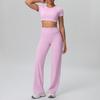Wolkig Schnelltrocknender Gekürzter Yoga-Anzug mit Integriertem BH für Outdoor-Fitness & Laufen - Damen Sport Zweiteiliges Set