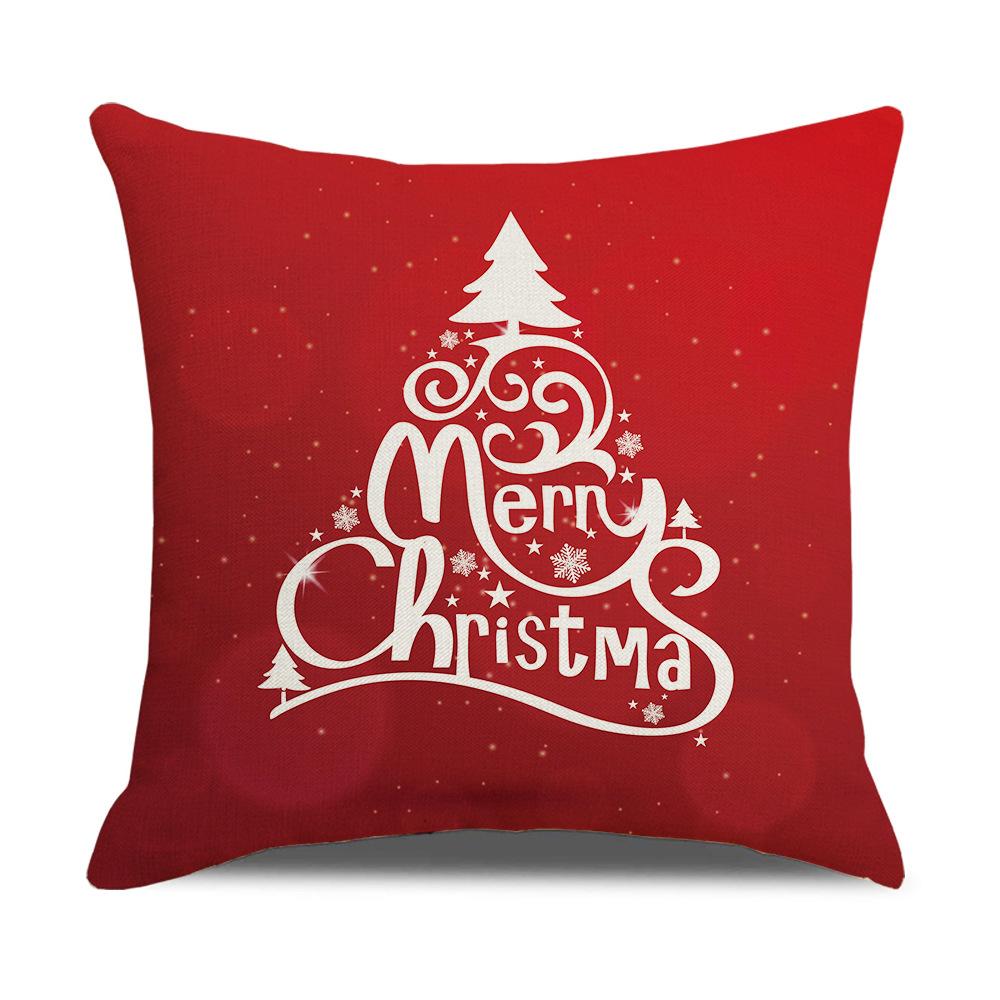 New Red and White Christmas Pillowcase Homewares Cartoon Elk Linen Sofa Pillowcase