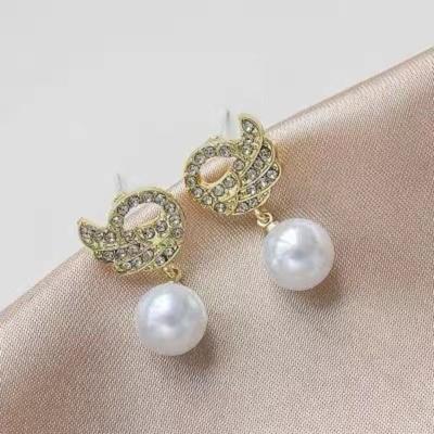 Korean Fashion Crystal Swan Earrings For Women Jewelry Trending New Elegant Women's Pearl Drop Earrings