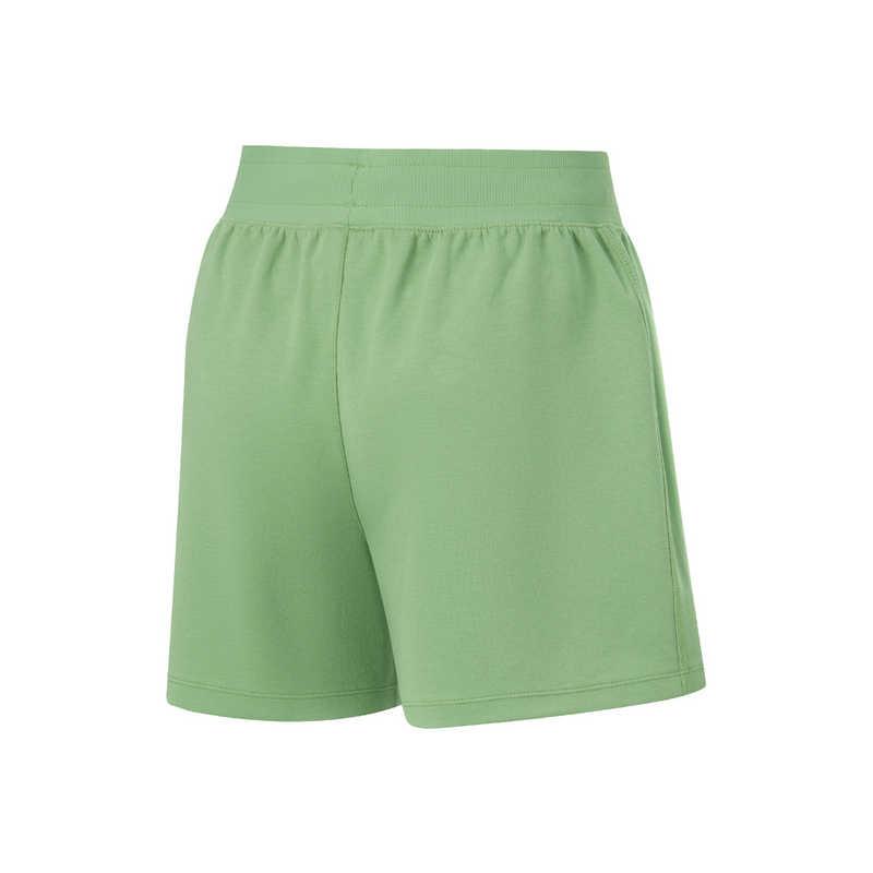 Série Fitness Li Ning Cor Sólida Cintura Média Respirável Versátil Cinco Pontos Shorts Casuais Shorts Femininos Verde-Pedra AKSU554-3