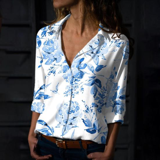 

Женская рубашка с цветочным принтом, однобортный повседневный весенний топ для работы