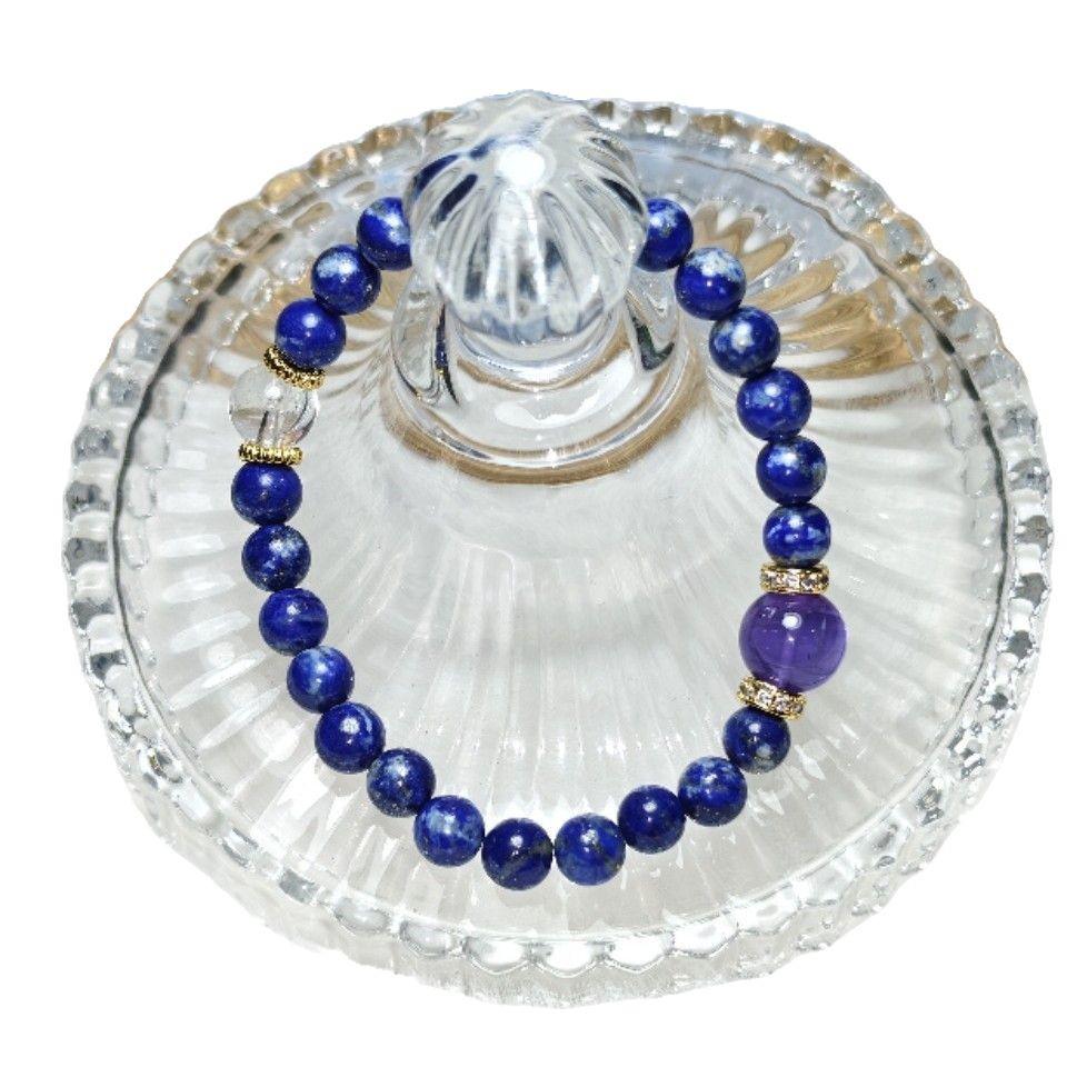 Original Natural Lapis Lazuli & White Crystal Chinese Style Bracelet - Elegant Gift for Besties