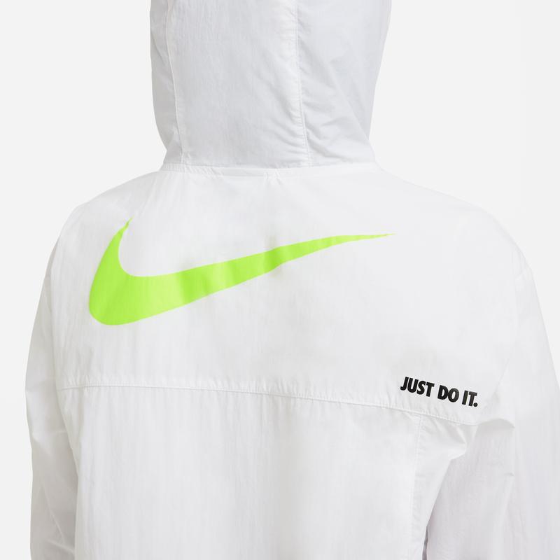 Nike Solid Color Printed Logo Zip-Up Hoodie Kids jackets White FB2017-100