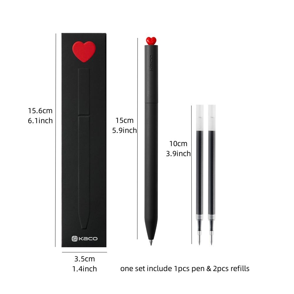 Red Heart Gel Pen & Refills Set Valentine's Day Gift 0.5mm Ballpoint Black Color Ink for Writing