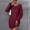 Womens Sweater Dress Long Sleeve Casual Jumper Sweater Dress Loose Plus Size Plush Warm Autumn Winter Dresses