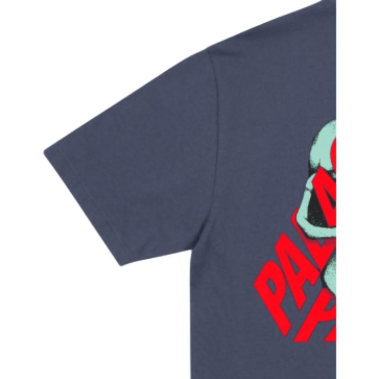 Palace P3 Koszulka z Czaszką Granatowa Unisex Top Niebieski P28TS145