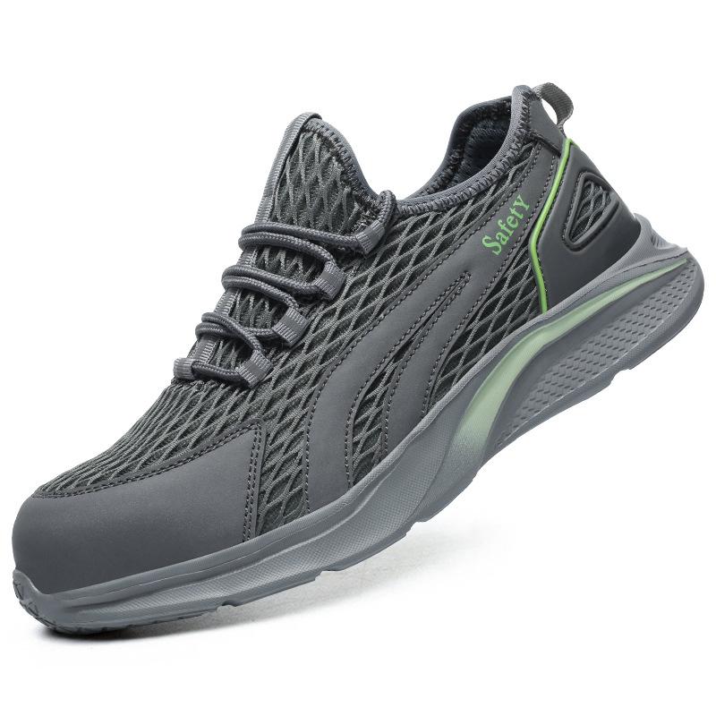 Summer Safety Shoes Reflective Shoe Laces Steel Toe Work Shoes with Protection Lightweight Work Boots Breathable Knit Sneakers