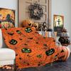 Halloween Blanket Orange Haunted Throwing Pumpkin Fun Ghost Spider Web Skull Bat Flannel Halloween Gift Throwing Bedding