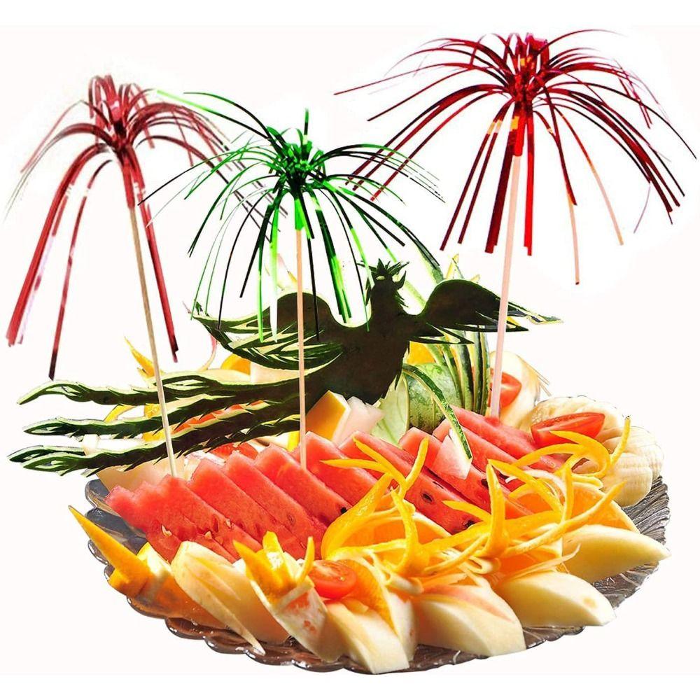 100 stk Engangs Dusker Fyrverkeri Kaketopp Fargerike Dessert Fruktpinner Strandfest