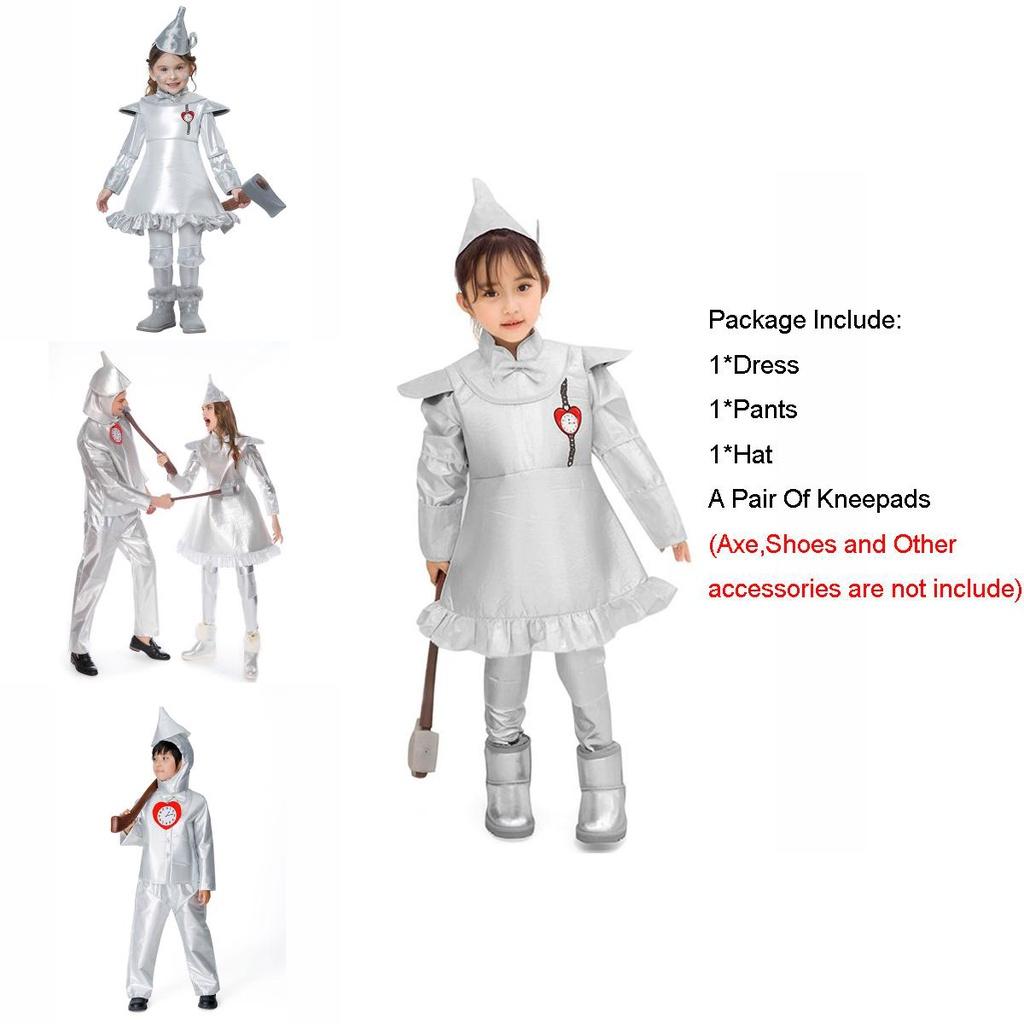 Чарівний Костюм Залізного Дроворуба з Чарівника Країни Оз Для Дорослих та Дітей у Сріблястому