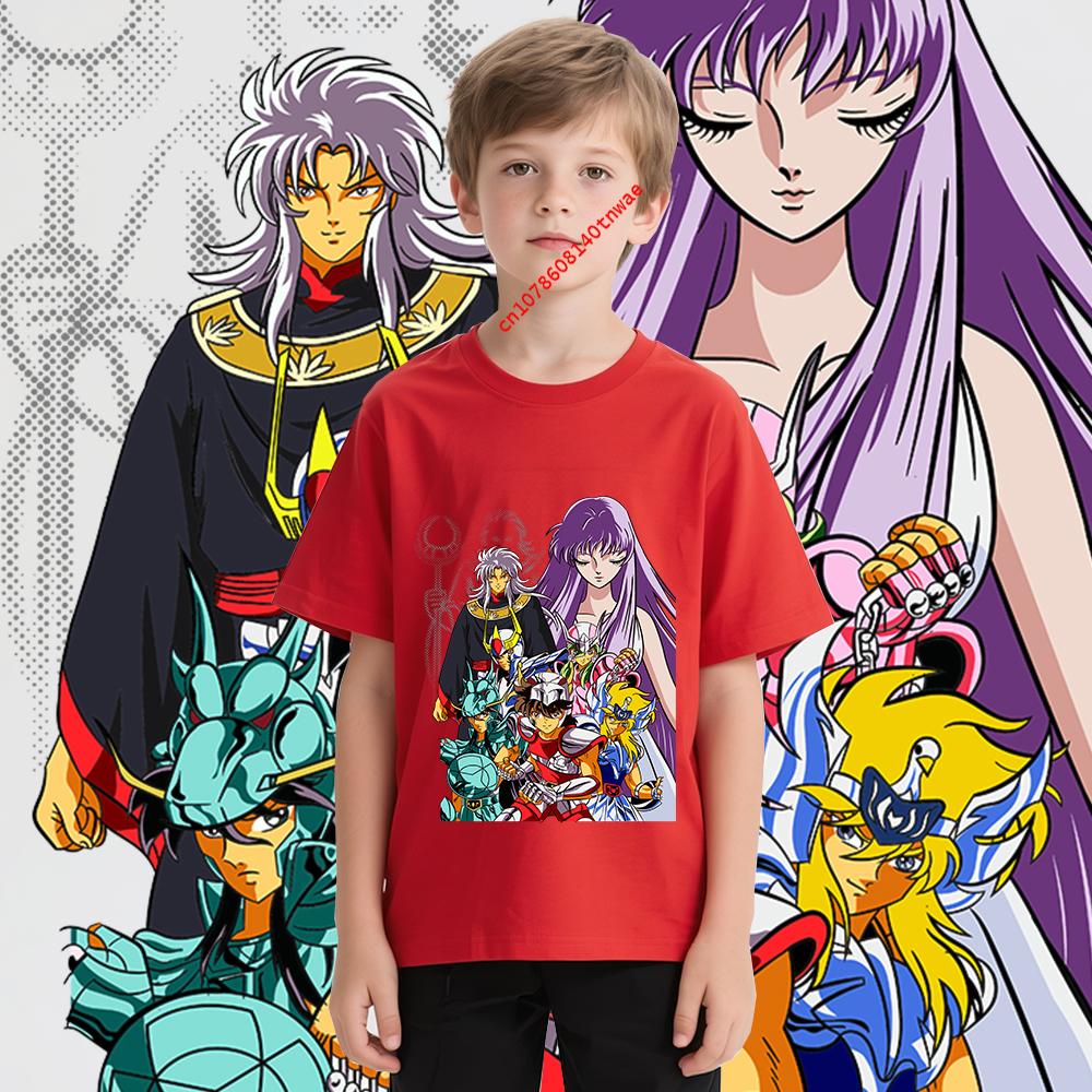 Saint Seiya Anime Dětské Tričko Bavlna Unisex Kluci Dívky Krátký Rukáv Tričko Kreslený Potisk Měkké Pohodlné Dětské Oblečení