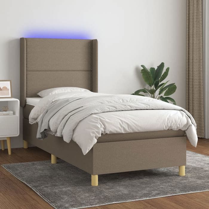 Maison Exclusive - Sommier à lattes de lit matelas et LED Taupe 100x200 cm Tissu