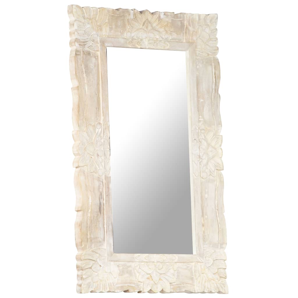 Bianco Specchio 80x50 cm Legno di Mango Massiccio