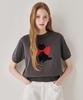 RONRON Ribbon Cats Short Sleeve Knit Charcoal